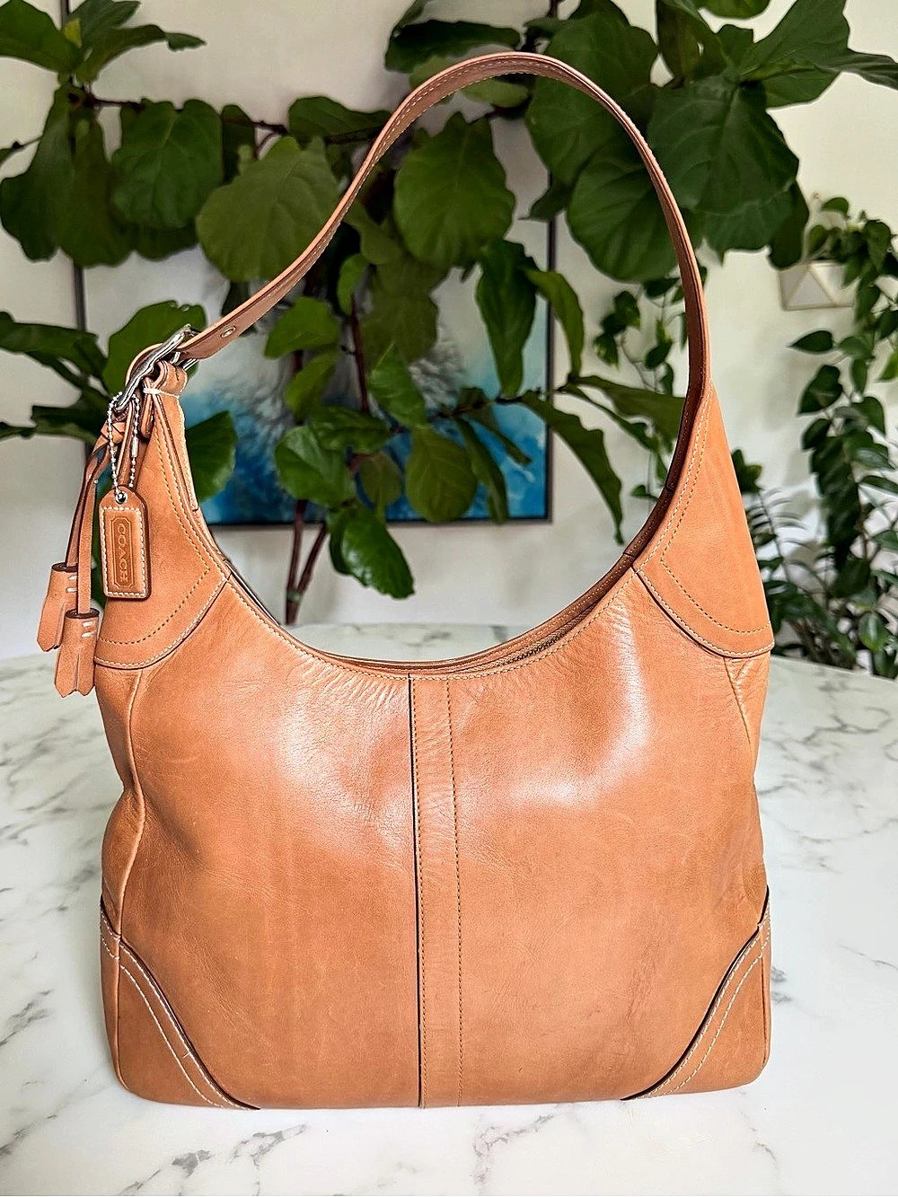 Coach Vintage Y2K Hamilton Large Ergo Hobo Shoulder Bag Camel Nickel F10280